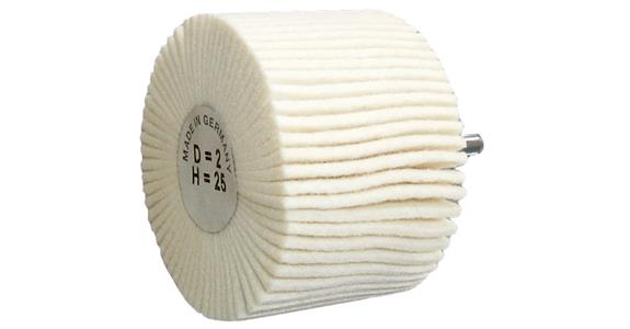 Segmented felt polisher, brush shape shank diameter 6 mm 25x20 mm medium