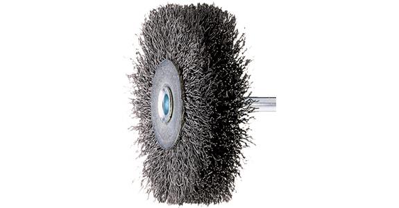 Shank wheel brush, INOX wire, 0.30x15x70 mm, cylinder clamping shank dia. 6 mm